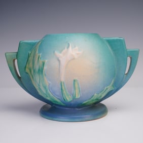 Roseville Pottery Iris Blue Jardiniere, 305-7