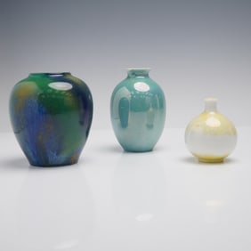 3pc Royal Doulton Lustre Ware Vases