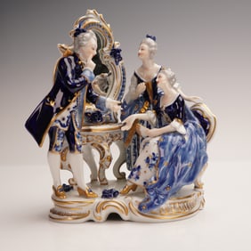 Muller Volkstedt Rococo Porcelain Trio Figurine