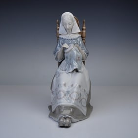 Lladro Porcelain Figurine, Embroiderer 1004865