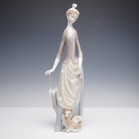 Lladro Porcelain Sculpture, Woman with Dog 1004761