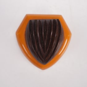 Bakelite and Carved Wood Dress Clip