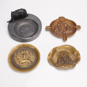 4pc Vintage Cast Metal Ashtrays