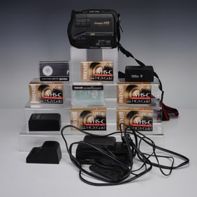 12pc JVC & Maxell Compact VHS Camcorder with Video Cassettes and More
