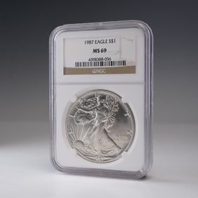 1987 American Silver Eagle Type 1 Dollar NGC Graded MS 69