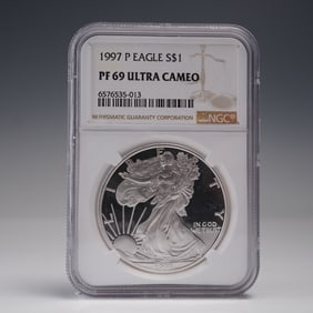1997-P American Silver Eagle Type 1 Dollar NGC Graded PF 69 Ultra Cameo