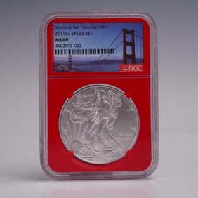 2011 (S) American Silver Eagle One Dollar Coin NGC Graded MS 69