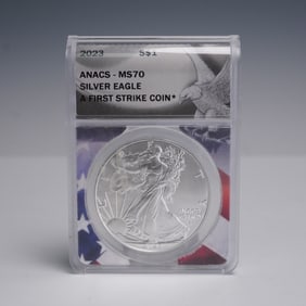 2023 American Silver Eagle, ANACS MS70, First Strike Dollar Coin