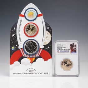 2019 United States Mint Rocketship Set & 2019 Sacagawea Dollar Coin