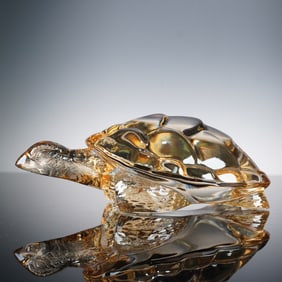 Lalique Crystal Gold Lustre Caroline Turtle Figurine