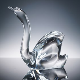 Baccarat Crystal Figurine, Swan Head Up