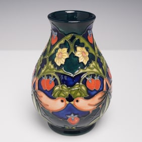 Moorcroft Pottery by Rachel Bishop Vase, Strawberry Thief