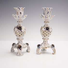 Pair of Von Schierholz True Cobalt Candle Holder