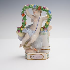 Antique Carl Thieme Dresden Porcelain Cupid Figurine
