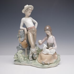 Lladro Porcelain Figurine, Milk For Lamb 1004926