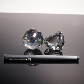 3pc Swarovski Crystal Paperweights and Pen