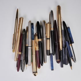 27pc Vintage Writing Instrument Set, Fountain Pens, Ballpoints, Mechanical