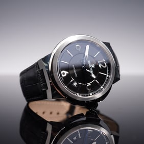 Swarovski Watch, Black Automatic, Stainless Steel Case with Leather Strap