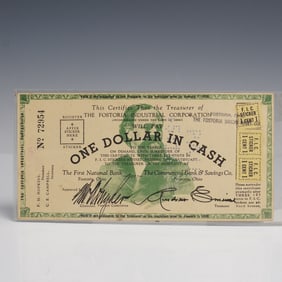 1936 $1 Fostoria Industrial Ohio Scrip Note with Stickers