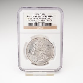 1884-O Morgan Silver Dollar Olathe Hoard NGC Graded Brilliant Uncirculated