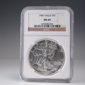 1987 American Silver Eagle Type 1 Dollar NGC Graded MS 69