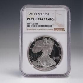 1995-P American Silver Eagle Type 1 Dollar NGC Graded PF 69 Ultra Cameo