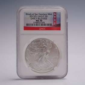 2013 (S) American Silver Eagle Early Release Dollar Coin NGC Graded MS 70