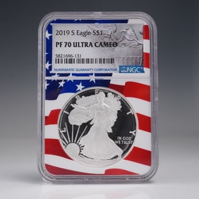 2019-S American Silver Eagle Type 1 Dollar NGC Graded PF 70 Ultra Cameo