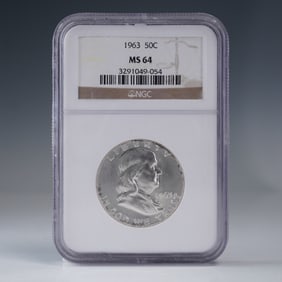 1963 Franklin Silver Half Dollar NGC Graded MS 64