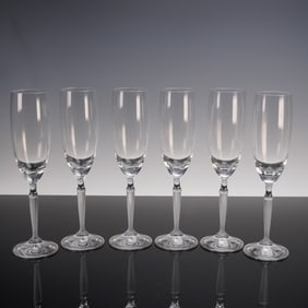 6pc Neo Lalique by James Suckling Crystal Champagne Flutes