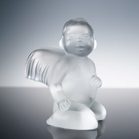 Lalique Crystal Figurine, Angel Cherub Clear