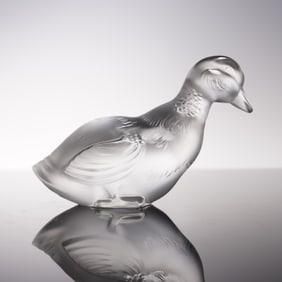 Baccarat Frosted Crystal Duck Resting Paperweight