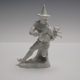 Carl Thieme Dresden Figurine, Harlequin Pulling A Pug's Tail