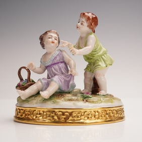 Muller Volkstedt Porcelain Flower Picking Figurine