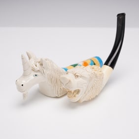 2pc Hand Crafted Tobacco Pipes, Lion and Unicorn