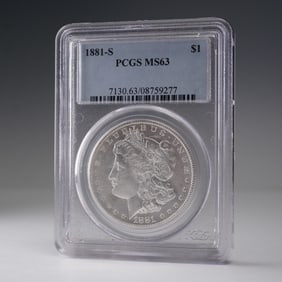 1881-S Morgan Silver Dollar PCGS Graded MS 63