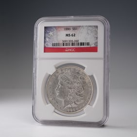 1886 Morgan Silver Dollar NGC Graded MS 62