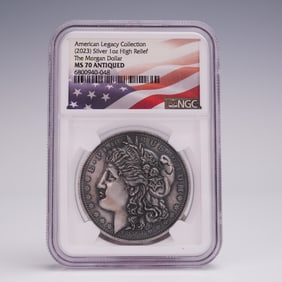 2023 Morgan Dollar American Legacy Dollar NGC Graded MS 70 ANTIQUED
