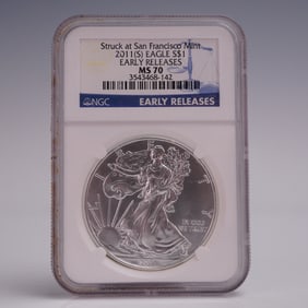2011 (S) American Silver Eagle Early Release Dollar Coin NGC Graded MS 70