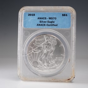 2015 American Silver Eagle Dollar Coin ANACS Graded MS 70
