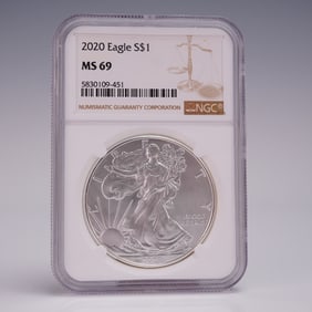 2020 American Silver Eagle Dollar Coin NGC Graded MS 69