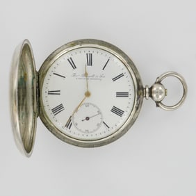 Thomas Russell & Son 18s KWKS Fine Silver Hunter Case Pocket Watch
