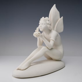 Santini-Style Sprite Figurine with Baby Birds