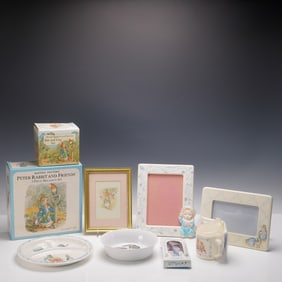 5pc Beatrix Potters Tableware, Bib & Cup Set, Picture and Picture Frames