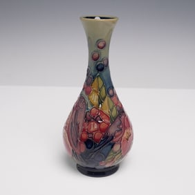 Moorcroft Pottery Bud Vase by Sally Tuffin, Finches
