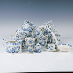 16pc Furnivals Vintage Old Chelsea Blue Dinnerware Set