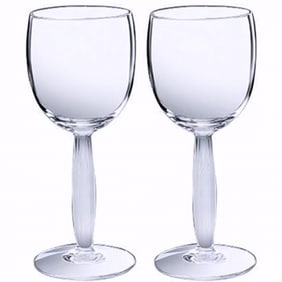 Pair of Lalique Crystal Water Glasses, Diamond Diamant, Sealed Box