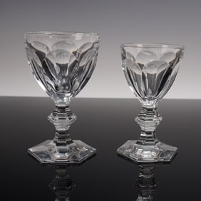 2pc Baccarat Crystal White Wine Glasses, Harcourt Versailles (Cut) 2 Sizes