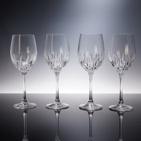 4pc Shannon by Godinger Cut Crystal Wine Glasses