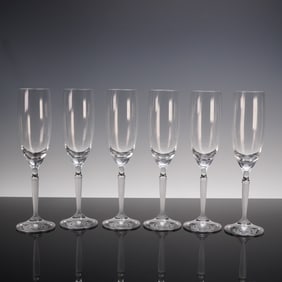 6pc Neo Lalique by James Suckling Crystal Champagne Flutes